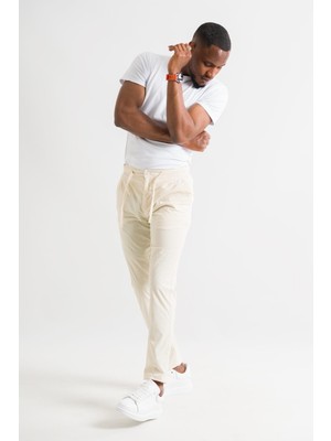 Akçaylar Çift Pileli Regular Fit Beli Lastikli Iplikli Yazlık Ince Kumaş Erkek Jogger Pantolon