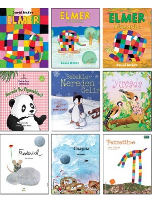 Elmer + Elmer Sel Baskını + Elmer Rüzgarda + Nerede Bu Yiyecekler? + Bebekler Nereden Gelir + Yuvada + Frederick + Yüzyüz + Pezzetino - 9’lu Çocuk Öykü Seti