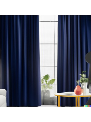 Mebelport Curtain Karartma Perde 100% Lüks Blackout Koyu Lacivert Çift Taraflı Double Blackout