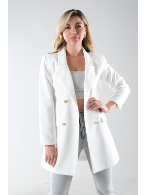 Feminist Ekru Astarlı Düğme Kapamalı Blazer Ceket 0105123.147