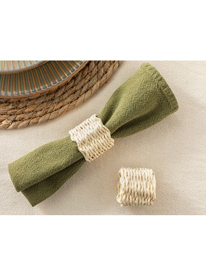 English Home Trikote Hasır 2'li Peçete Halkası Krem