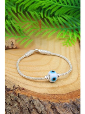 Midyat Nurtaş Gümüş Nazar Boncuklu 1000 Ayar Kazaziye Gümüş Bileklik 201022312