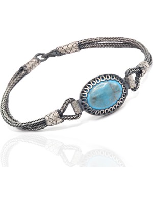 Midyat Nurtaş Gümüş Firuze Taşlı 1000 Ayar Kazaziye Gümüş Bileklik 201022310