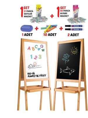 DIYTOY Ahşap Yazı Tahtası Manyetik Özellikli Çift Taraflı 1 Adet Eğlenceli Öğrenme Aracı