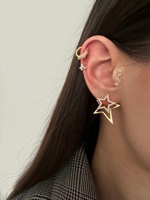 OkkoStore Üç Boyutlu Yıldız Model 2'li Küpe