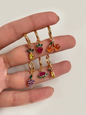 OkkoStore Kadın Renkli Meyveli 6'lı Küpe Seti