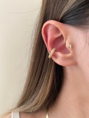 OkkoStore Kadın Gold Rengi Zirkon Taşlı Halka Earcuff