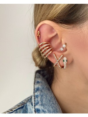 OkkoStore Kadın Kalın Boğumlu Earcuff Kıkırdak Küpe