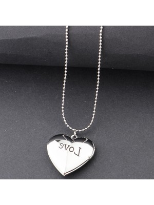 Lanfy Aşk Kalp Locket Kolye Resim Lockets Doğum Günü Hediyeleri Erkekler Kadınlar Için Gümüş (Yurt Dışından)