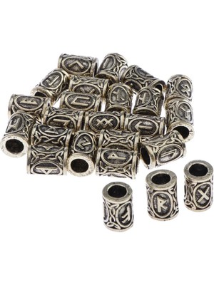 Lanfy Nortalya / Viking Rune Sakal Boncuk 24 Set Charm Boncuk - Sakallar, Saç, Takı Bronz (Yurt Dışından)