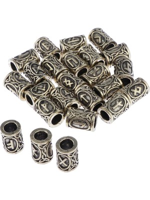 Lanfy Nortalya / Viking Rune Sakal Boncuk 24 Set Charm Boncuk - Sakallar, Saç, Takı Bronz (Yurt Dışından)