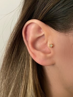 OkkoStore Kadın Gold Renkli Yıldız Piercing Tragus