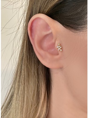 OkkoStore Kadın Gold Renkli Yaprak Tragus Kıkırdak Piercing
