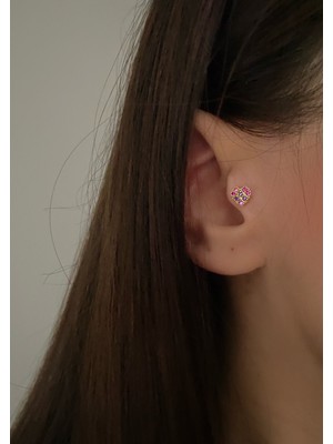 OkkoStore Gold Renkli Minimal Etnik Kalp Piercing Tragus