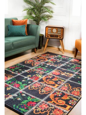 Halınet  Grandhaven Siyah Patchwork Dijital Baskı Halı