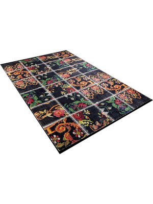 Halınet  Grandhaven Siyah Patchwork Dijital Baskı Halı