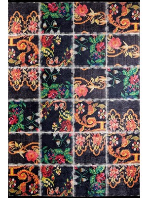 Halınet  Grandhaven Siyah Patchwork Dijital Baskı Halı