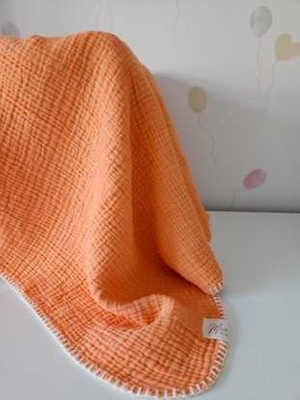 Mia Home & Baby 4 Kat Müslin Çoban Dikişli Bebek Turuncu Örtü - Battaniye