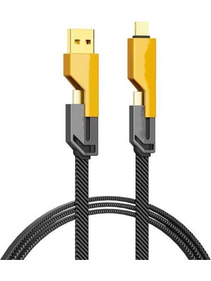Megamus 4in1 Usb+C Type C To Lightning Şarj Kablosu Metal Başlık Sağlam  Kablo 60W Pd Hızlı Şarj