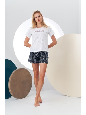 Pjs 24142 Kadın Yazılı Şort Takım