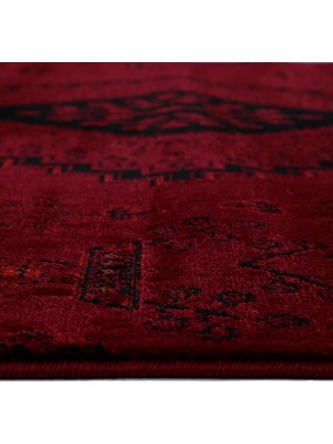 Giza Home Afgan Türkmen Otantik Desenli Bordo Oturma Odası Salon Mutfak Halısı 5366A_ZS72 100 x 300