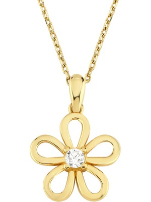 Altın Sepeti Altın Tektaş Çiçek Kolye