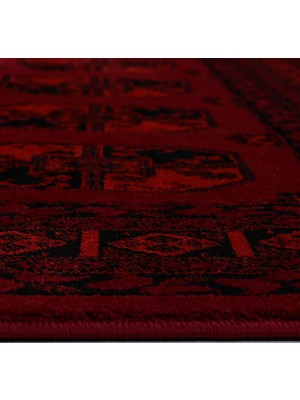 Giza Home Afgan Türkmen Otantik Desenli Bordo Oturma Odası Salon Mutfak Halısı 2892A_ZS74 100 x 300