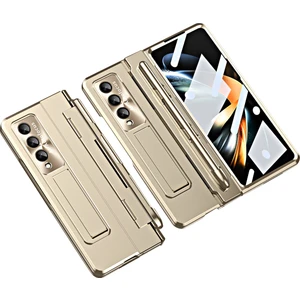 Samsung Galaxy Z Fold4 5g Anti-Drop Sert Pc Arka Kapak Katlanır Telefon Kılıfı, Lens Filmi ve Temperli Cam Ekran Film (Yurt Dışından)