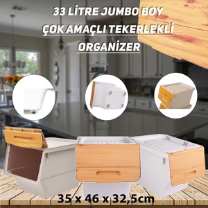 Motek TCH-MT04B 33 Litre Jumbo Boy Bambu Desen Tekerlekli Tekli Organizer