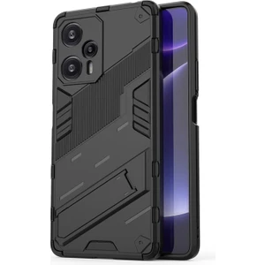 Xiaomi Poco F5 / Redmi Note 12 Turbo Matrix Serisi Armor Standlı Perfect Koruma Kılıf - Siyah AL3416