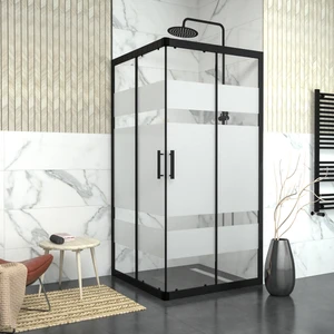 Tekno Duşakabin Black Vega 6 mm Kumlamalı Cam Kare Duşakabin