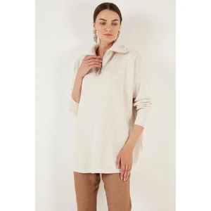 Yarım Fermuarlı Oversize Triko Kazak Bayan Kazak 4616079