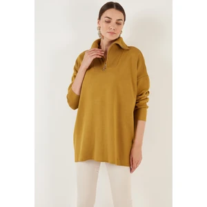Yarım Fermuarlı Oversize Triko Kazak Bayan Kazak 4616079