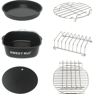 Sweet Rui Hava Fritöz Aksesuarları 9 Inç (22CM Çap) Philips Airfryer Xxl HD9630, HD9650 ile Uyumlu 6'lı Pişirme Seti (Yurt Dışından)