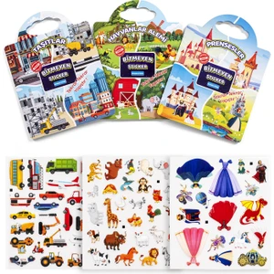 Pedagog Onaylı Bitmeyen Sticker Kitabım Tekrar Tekrar Kullanılabilir 60+ Sticker 3'lü Set