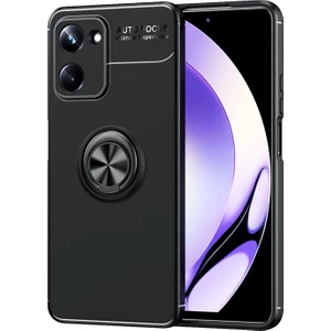 Realme 10 4g Focus Serisi Yüzük Standlı Silikon Kılıf - Siyah AL3363