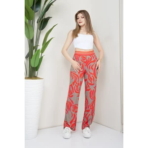 Banada Moda Kadın Desenli Cepli Viskon Pantolon