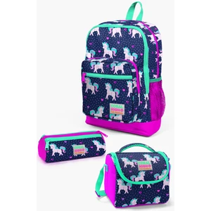 Coral High Lacivert Unicorn Desenli Beslenme Okul Çantası Kalemlik