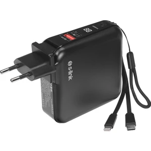 G150 15000MAH Lightning+Type-C Kablolu Powerbank Siyah PD22.5W LCD Ac Prizli Taşınabilir Pil