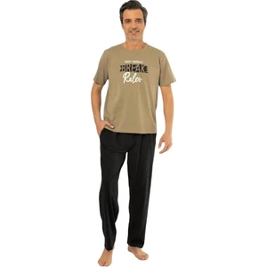 Patlı Sıfır Yaka Pamuklu Kısa Kol Erkek Pijama Takım