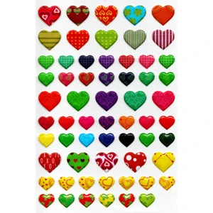 Sticker Kabartmalı A4 Boyutunda Stiker Defter, Planlayıcı ETIKET-(LIM078) - Renkli Kalpler