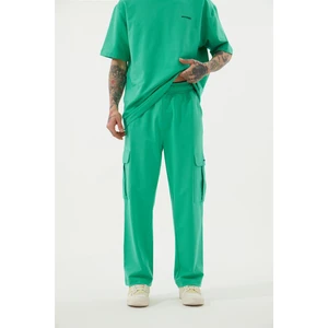 Relaxed Kargo Cepli Baggy Eşofman Yeşil