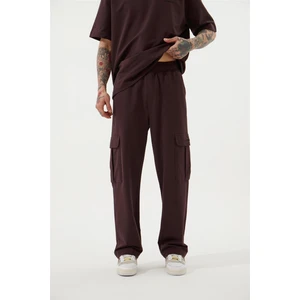 Relaxed Kargo Cepli Baggy Eşofman Açık Kahve