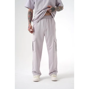 Relaxed Kargo Cepli Baggy Eşofman Açık Gri