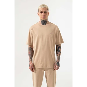 Relaxed Basic Pamuklu T-Shirt Bej