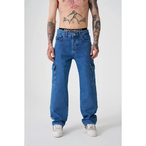 Kargo Cepli Baggy Fith Jeans Lacivert