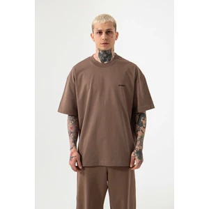 Oversize Basic Pamuklu T-Shirt Kahve