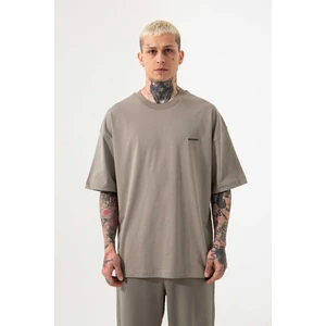 Oversize Basic Süprem Pamuklu T-Shirt Haki