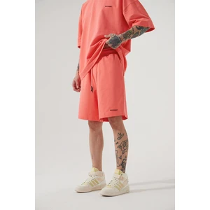 Unisex Oversize Basic Cepli Şort Pembe