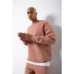 Oversize Bisiklet Yaka Basic Sweatshirt Copper
